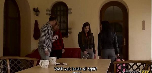 DADDY4K. Naughty chicks with ease trick experienced daddy into threesome